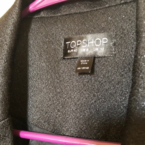 Top Shop Modern Black Blazer with Silver Shimmer - Picture 5 of 6